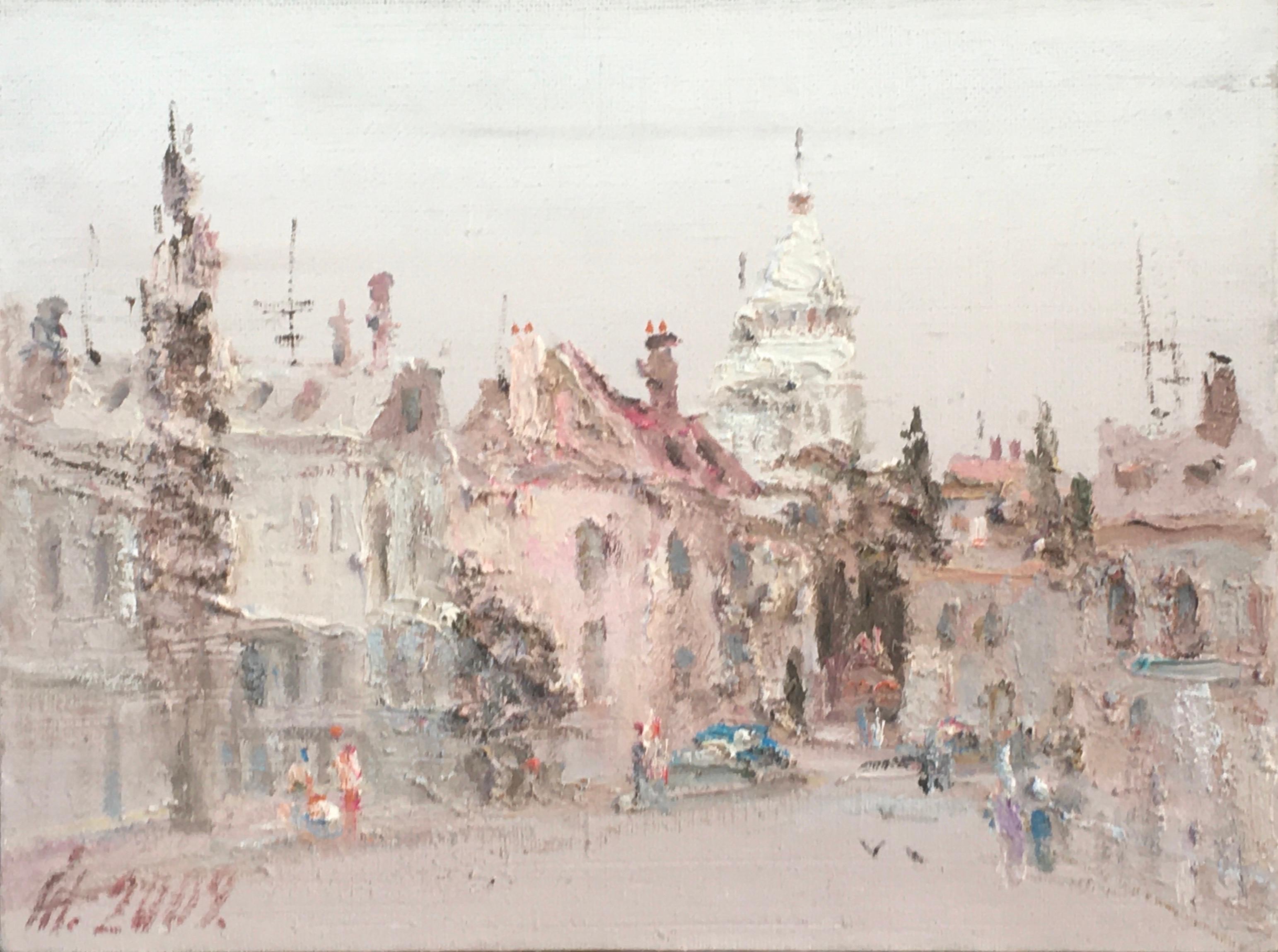 Ivan Pylypenko Landscape Painting – "Monmart, Pfarrei"