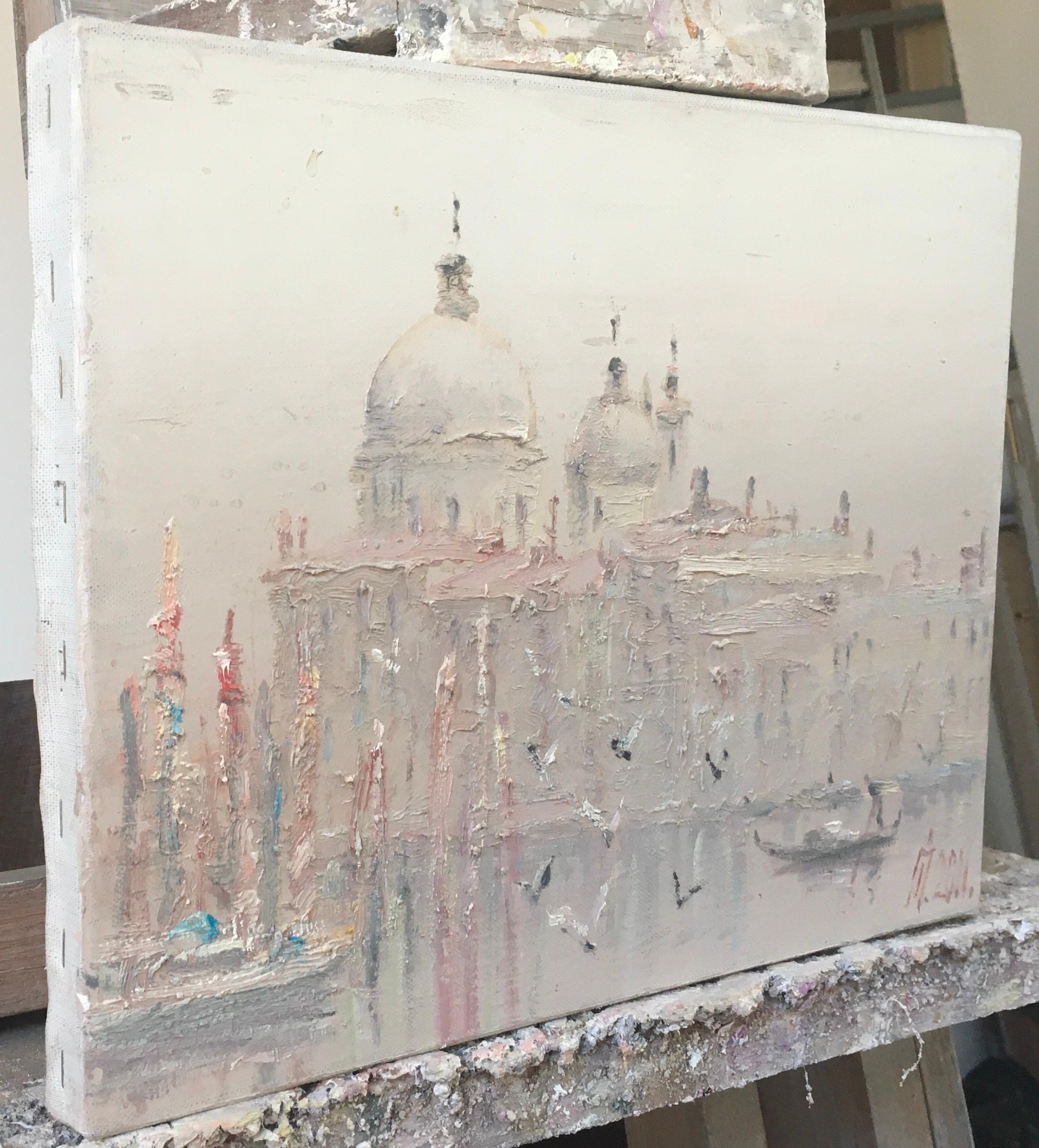 „Morning in Venice“ (Grau), Landscape Painting, von Ivan Pylypenko