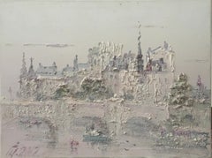 «Mañana en París», pintura paisajística impresionista, óleo sobre lienzo, 2012