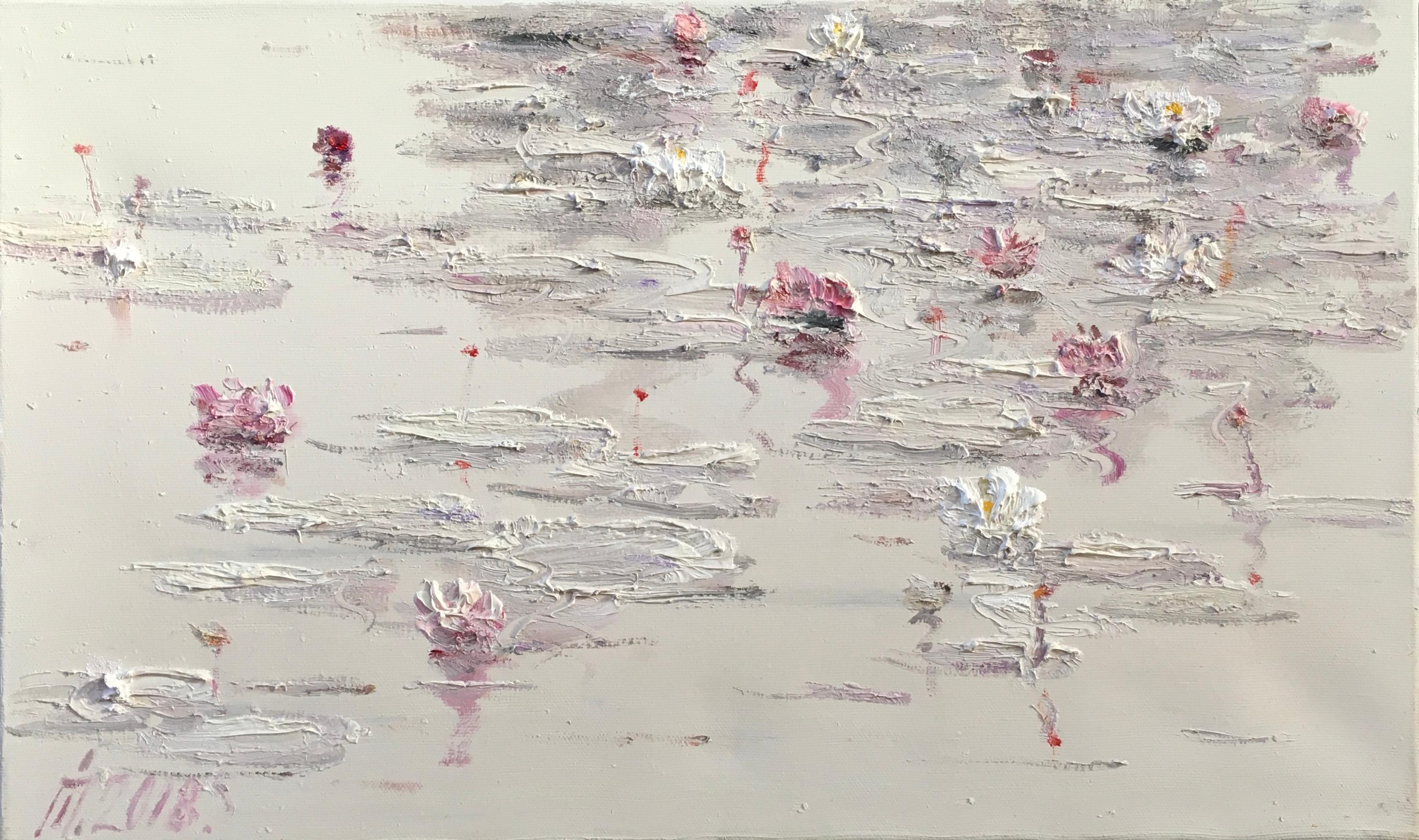 Ivan Pylypenko Landscape Painting – "Rote Lotusse"