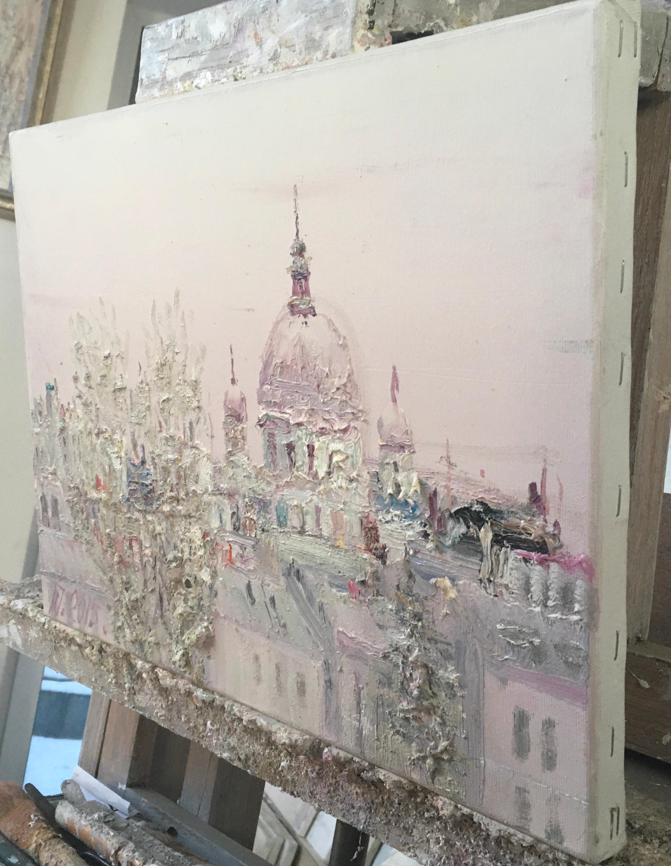 „Roofs of Paris“ (Grau), Landscape Painting, von Ivan Pylypenko