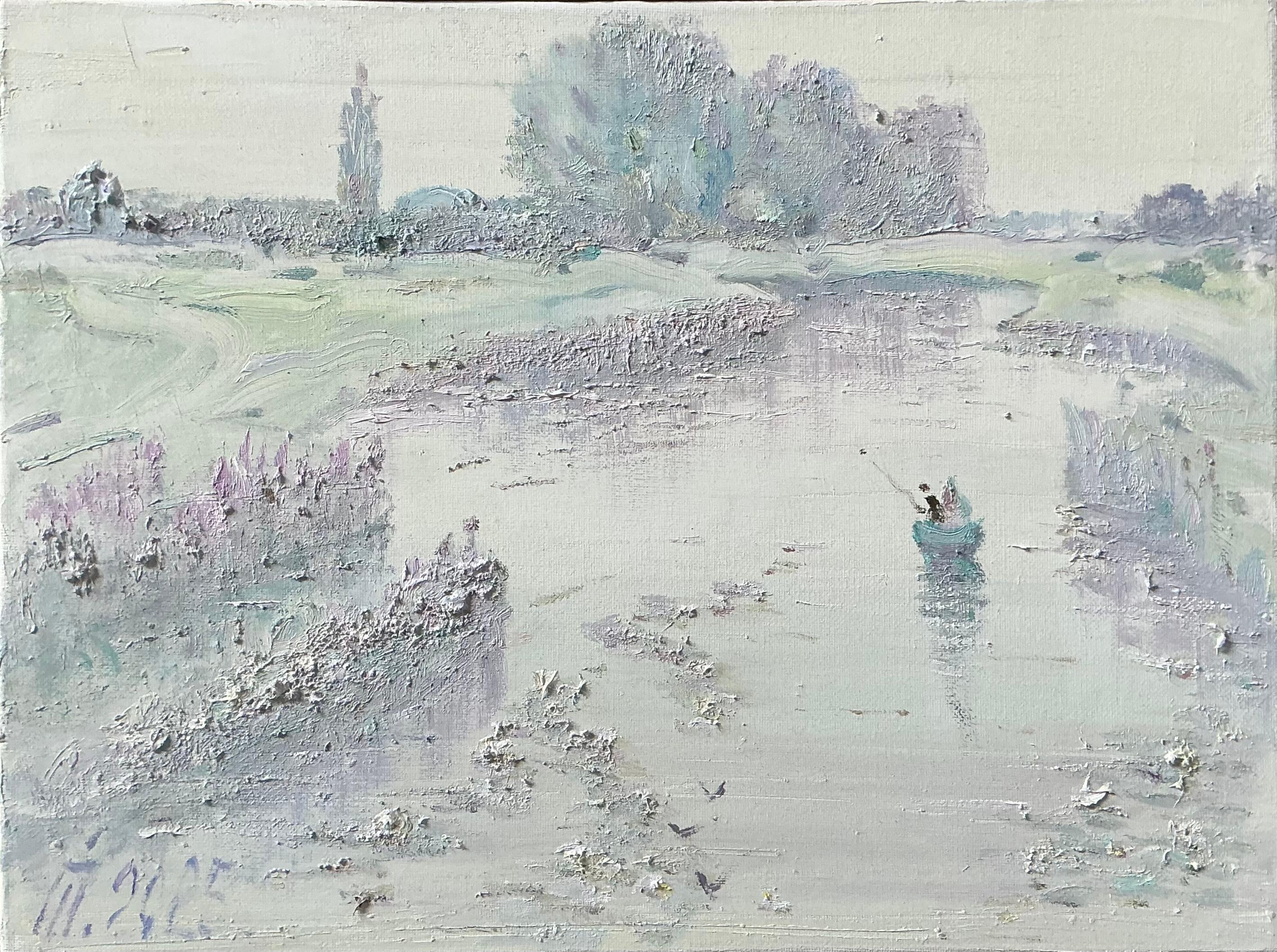 Ivan Pylypenko Landscape Painting - "Spring on the lake"