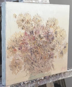 «Crisantemos de té», naturaleza muerta impresionista, óleo sobre lienzo, 2011
