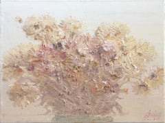 «Crisantemos de té», naturaleza muerta impresionista, óleo sobre lienzo, 2011