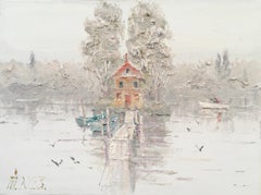 The Fisherman's House, Impressionist Landscape Painting, Oil on Canvas