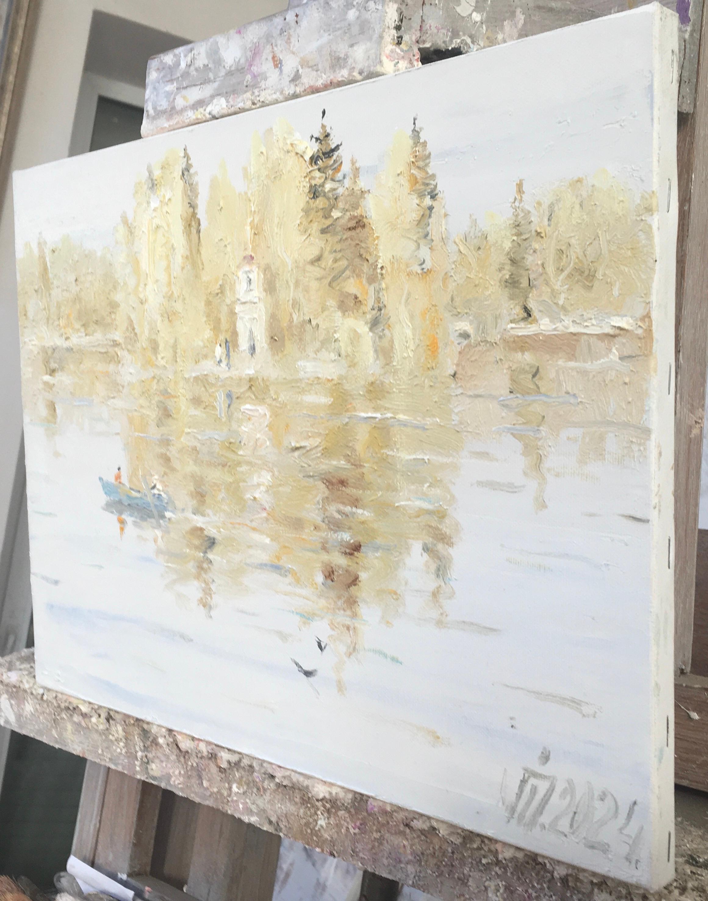 „Die Insel der Liebe“ (Beige), Landscape Painting, von Ivan Pylypenko