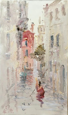 Das rote Haus, Venedig, impressionistische Landschaftsmalerei, Öl auf Leinwand