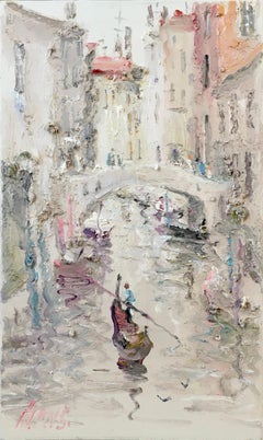 Venetian Canal, Landscape Painting, Oil on Canvas, 2015