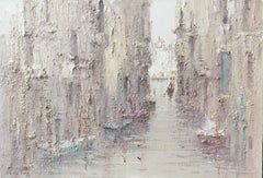 Venezianischer Kanal, Landschaftsgemälde, Öl auf Leinwand, 2015