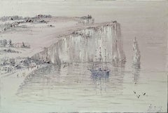 Acantilados blancos, pintura paisajística impresionista, óleo sobre lienzo, 2025