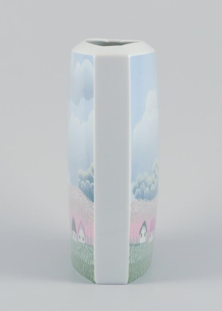 Ivan Rabuzin for Rosenthal. Large porcelain vase with naive motif For Sale 1