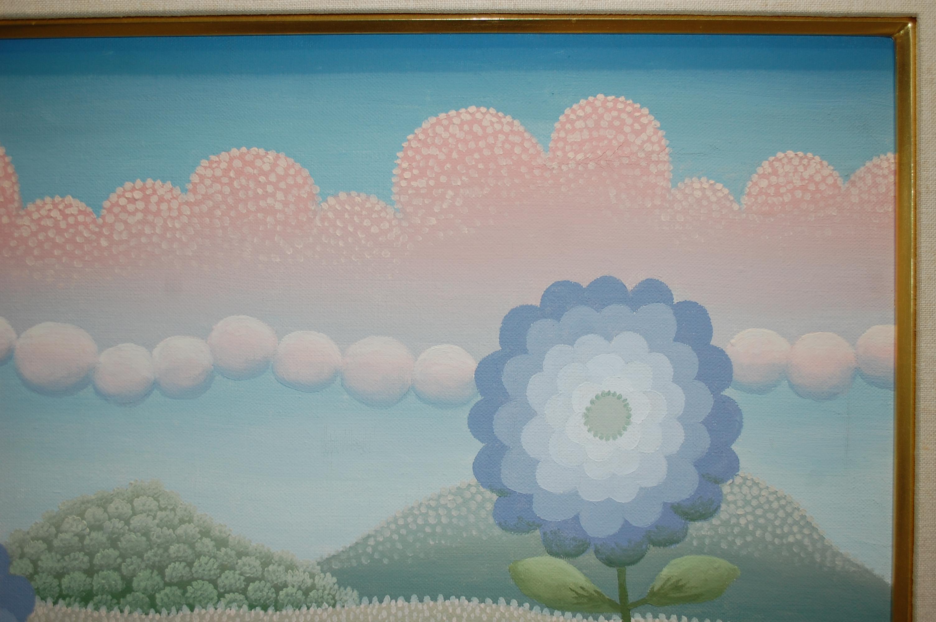 Flores azules en el paisaje Pintura al óleo - Landscape Painting Gris de Ivan Rabuzin