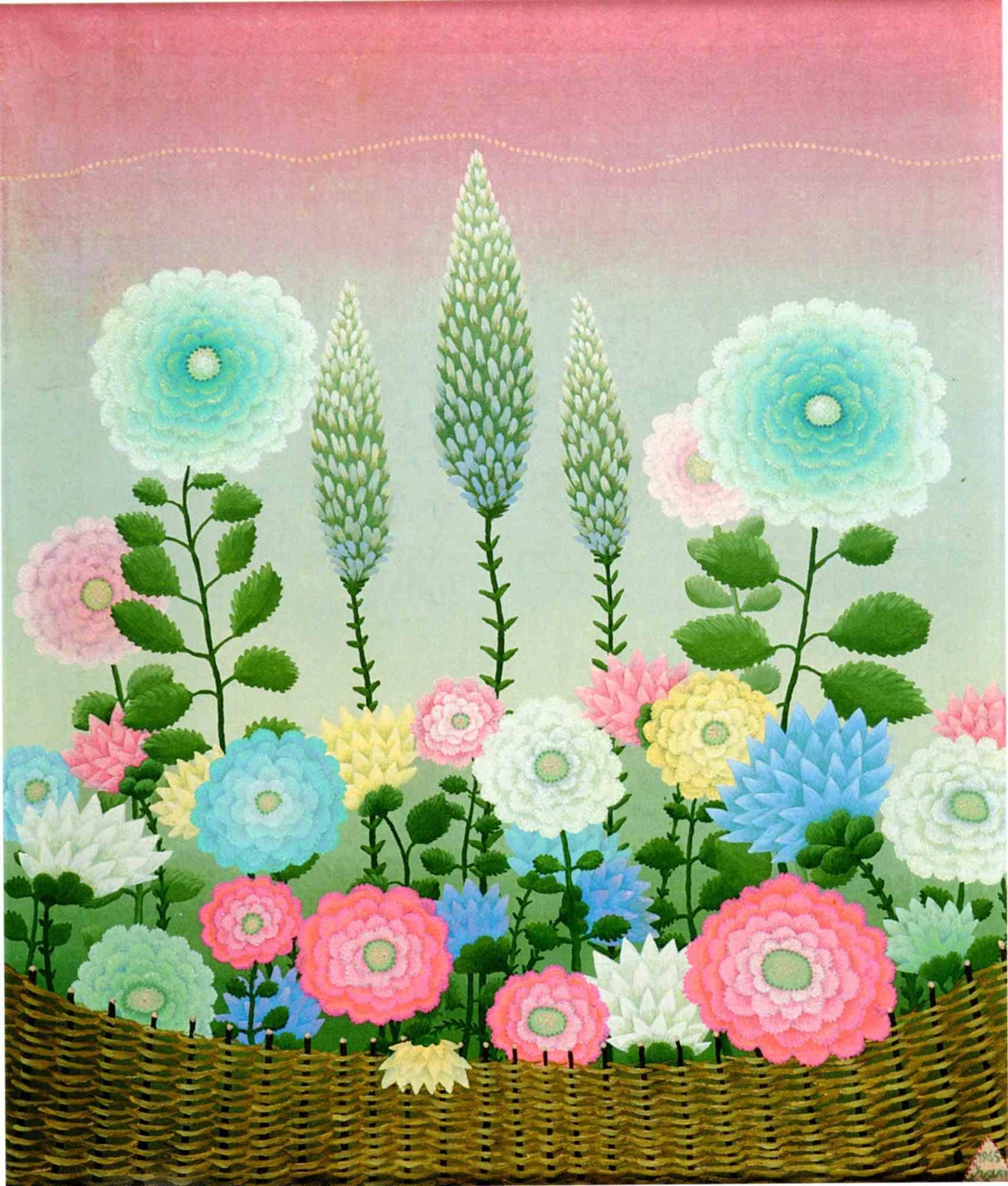 Wild Flowers - Oil in Canvas by Ivan Rabuzin - 1965