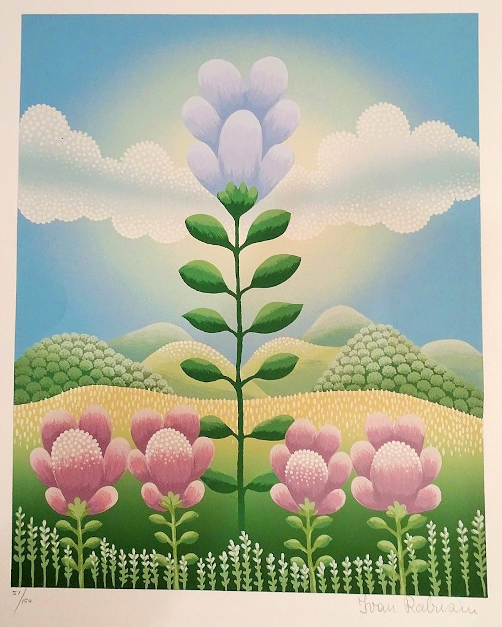 Image dimensions: 41x33 cm.

Big Flower is an original colored serigraph hand-signed (whole signature) and numbered in pencil on the lower margin. Edition of 150 prints.

In very good conditions, except for some minor stains along the margins. This