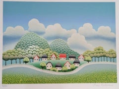 Ciudad de campo - Años 90 - Ivan Rabuzin - Serigrafía - Contemporáneo