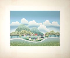 Country Town - Original Screen Print by Ivan Rabuzin - 1990s