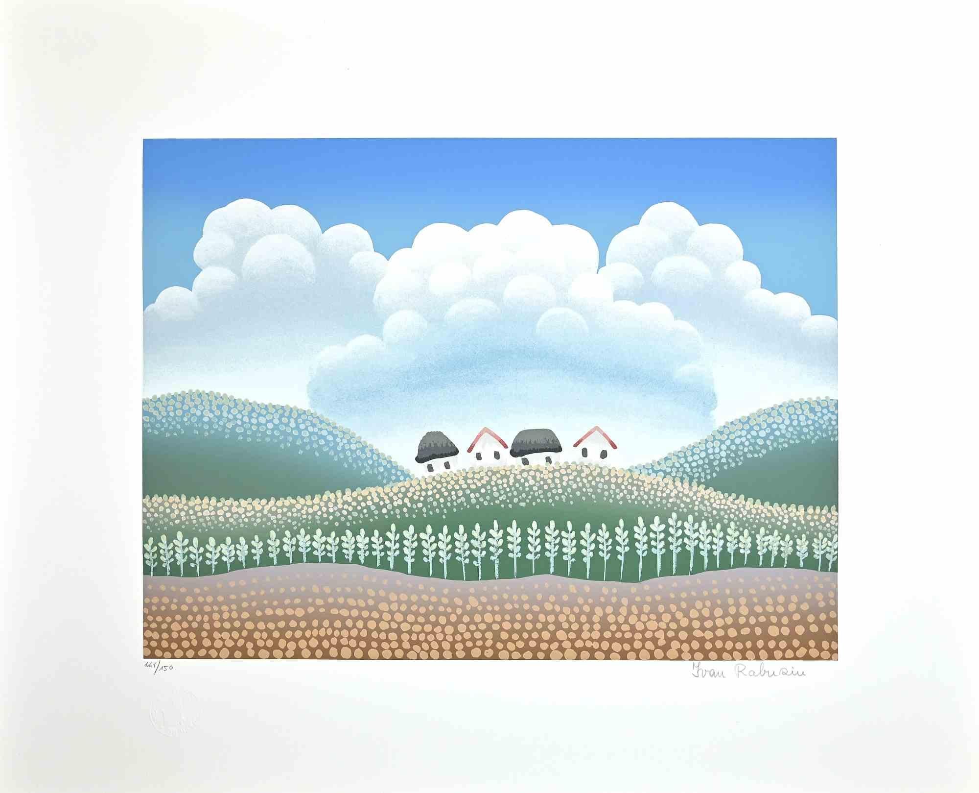 Landscape ist ein originaler farbiger Siebdruck auf Papier, der von Ivan Rabuzin in den 1990er Jahren realisiert wurde.

Handsigniert mit Bleistift am unteren Rand.  

Ausgezeichnete Bedingungen. Am unteren Rand nummeriert 141/150 Abzüge.

Dieser