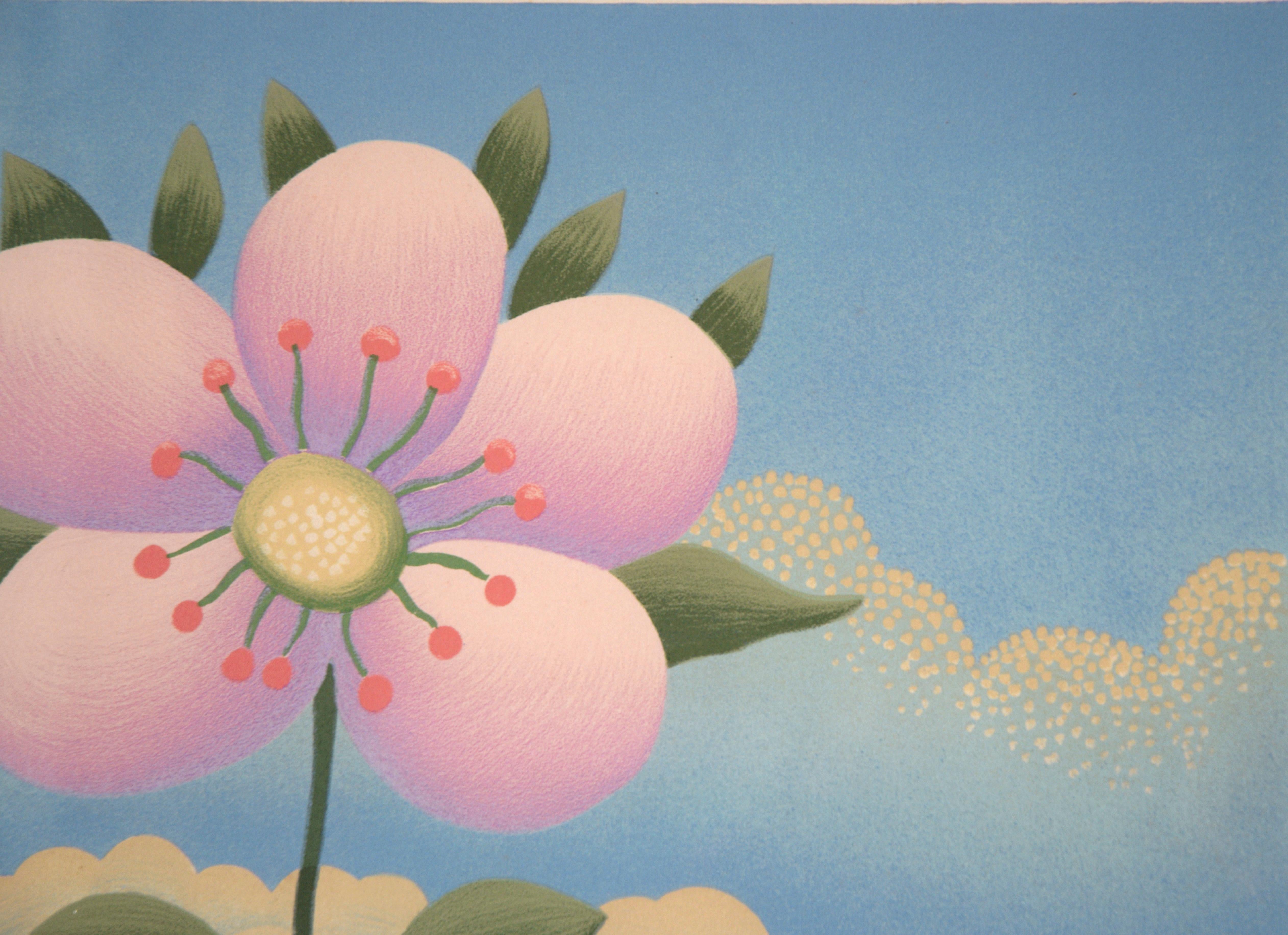 Pink Flowers - Limited Edition Naive Serigraph

Colorful serigraph by Croatian naive artist Ivan Rabuzin (b. 27 March 1921, d. 18 December 2008.) Three giant pink flowers stand in a highly patterned landscape composed of tiny trees, grass, and other