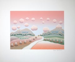 Paesaggio rosa - Serigrafia originale di Ivan Rabuzin - anni '90