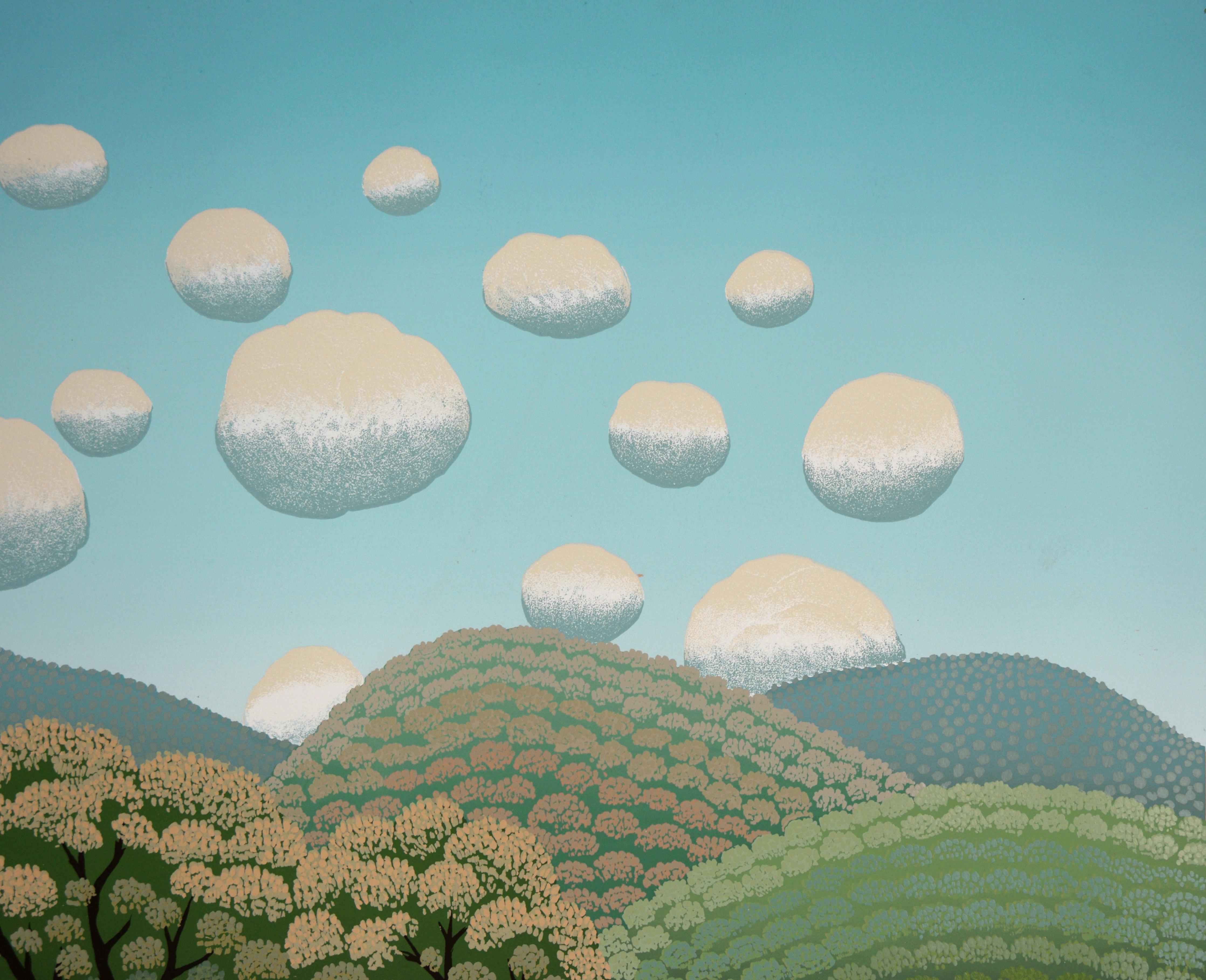 Paesaggio di primavera con nuvole rotonde - Serigrafia naif in edizione limitata

Serigrafia colorata dell'artista naif croato Ivan Rabuzin (nato il 27 marzo 1921 e morto il 18 dicembre 2008). Un boschetto di alberi si trova al centro di un campo di