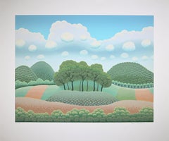 Trees Under The Clouds - Original Screen Print by I. Rabuzin - 1990s