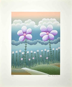 Two Big Flowers - Original Screen Print by Ivan Rabuzin - 1990