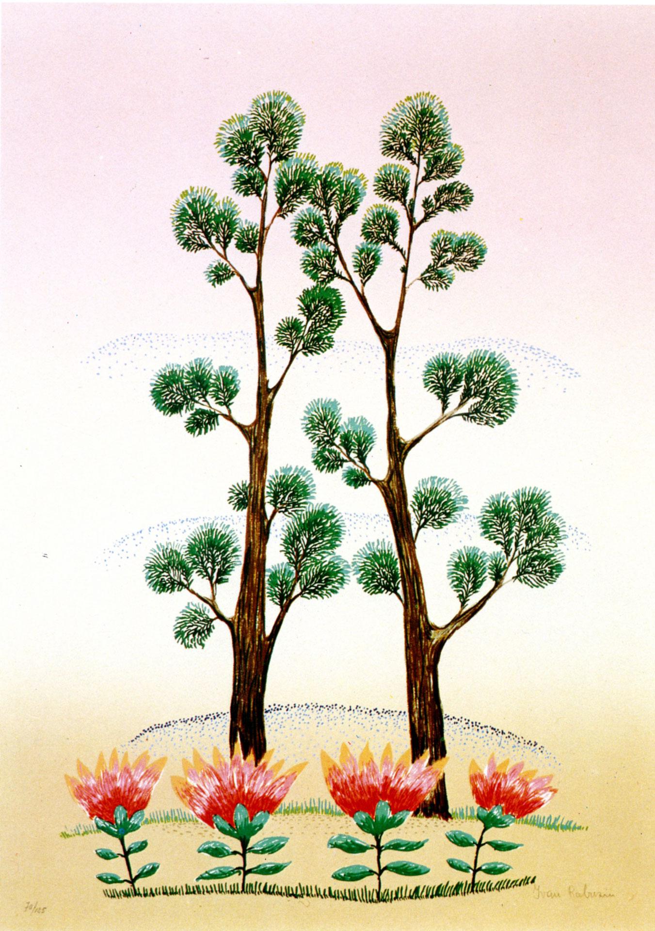 Landscape Print Ivan Rabuzin - Deux arbres