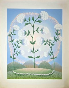 White Flowers - Original Screen Print by Ivan Rabuzin - 1990s