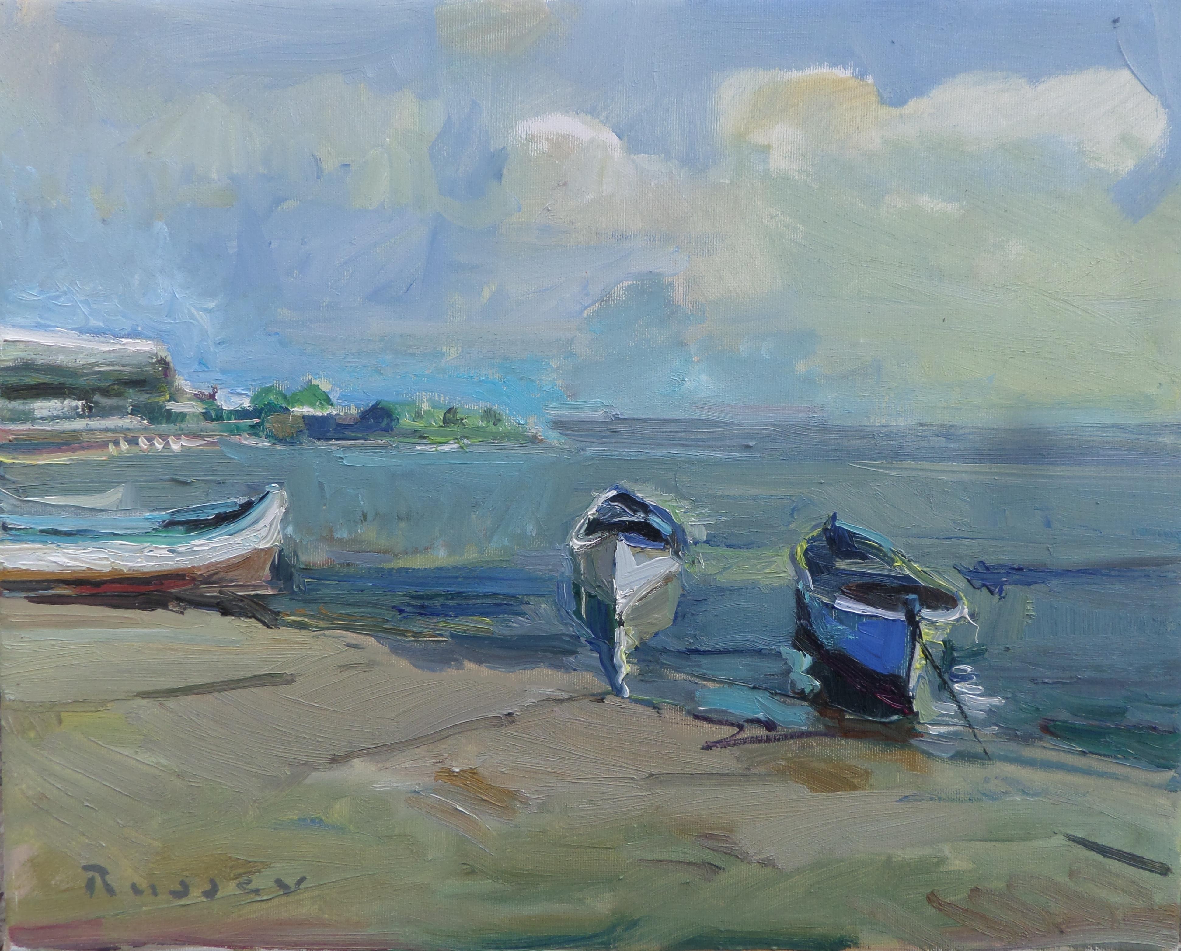 Ivan Roussev Landscape Painting - Boats