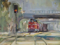 Kindheitswirklichkeit - Landschaft Ölgemälde Rot Blau Weiß Grün Braun Schwarz