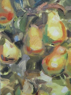 Fruits Of The Nature - Still Life Oil Painting Yellow Green Brown Grey Blue