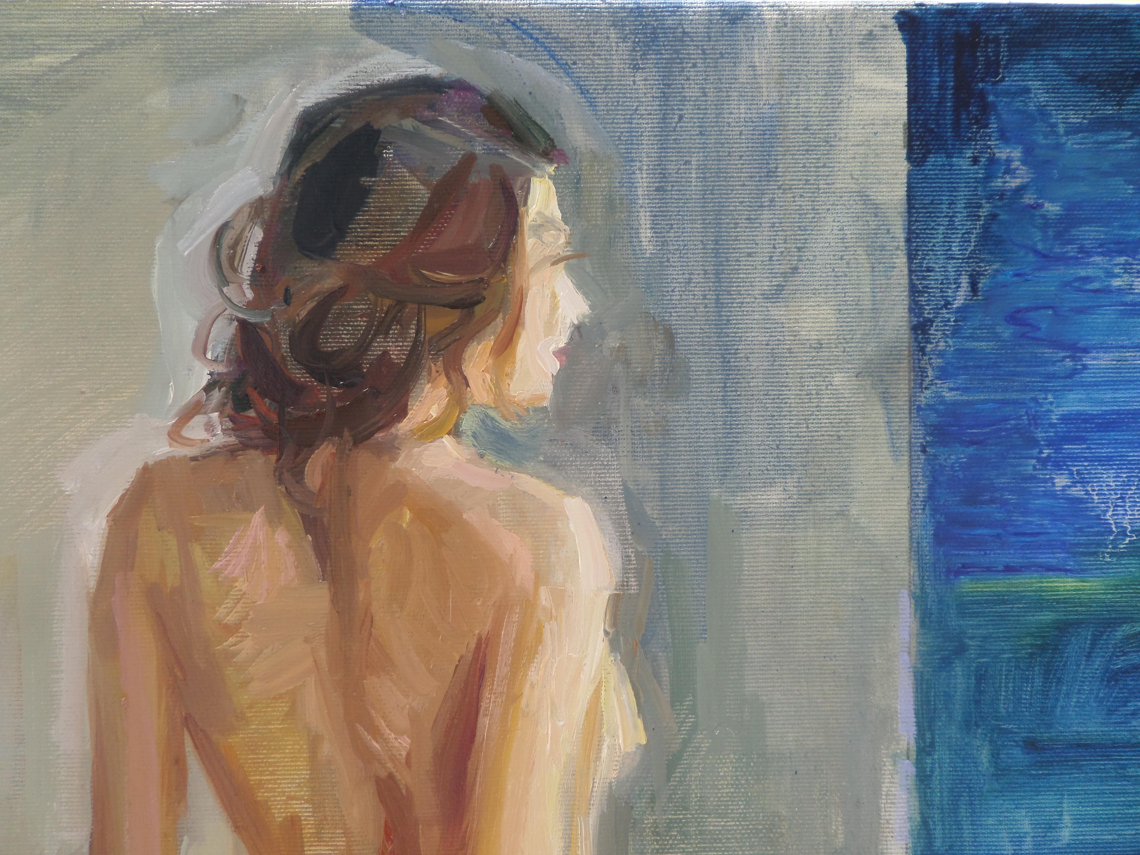 Mädchen (Grau), Nude Painting, von Ivan Roussev