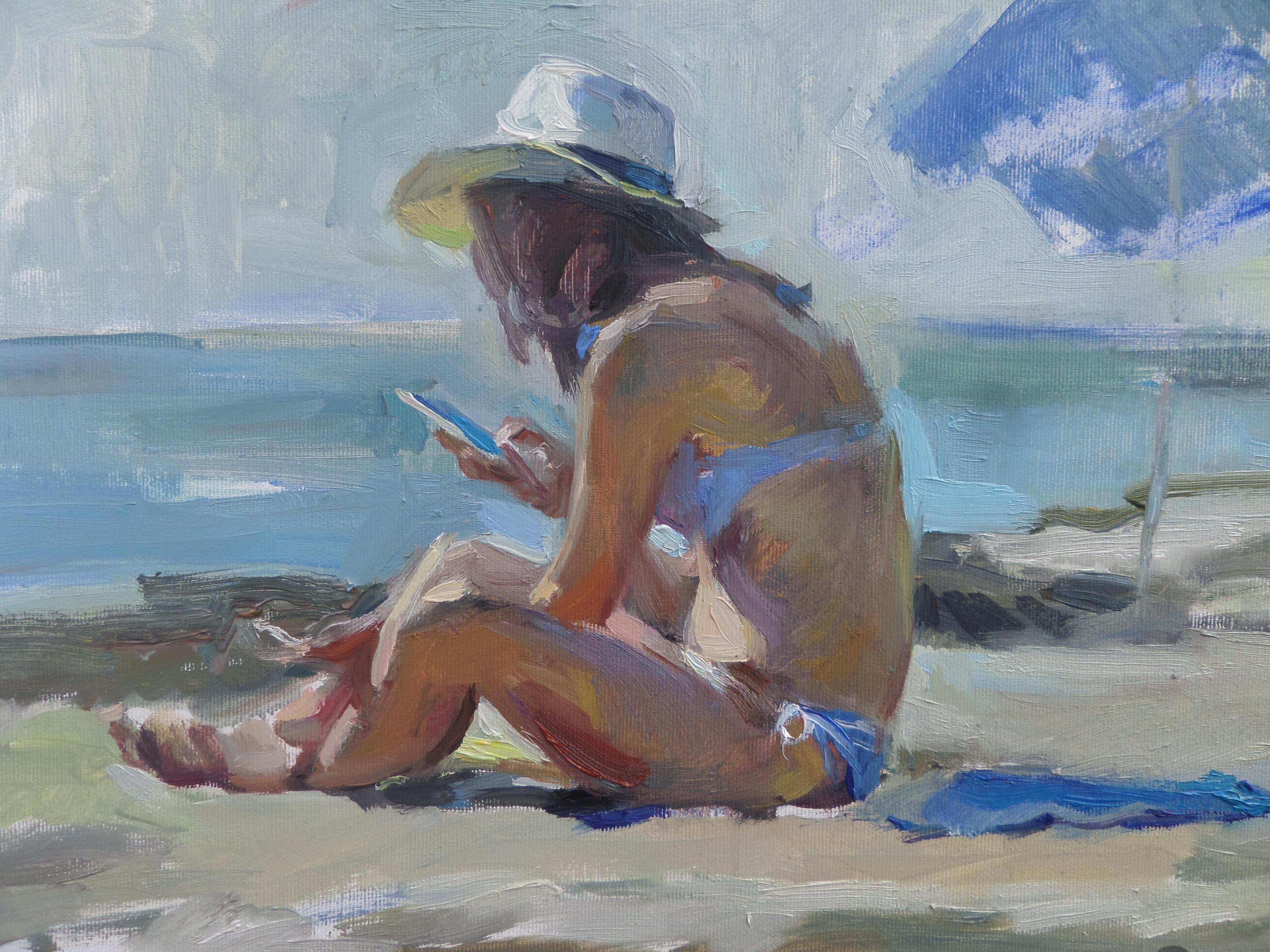 Mañana - Paisaje Pintura al Óleo Colores Azul Amarillo Blanco Pálido Gris Marrón - Painting de Ivan Roussev