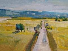 Provenza - Pittura di paesaggio a olio Colori Blu Bianco Grigio Verde Marrone Pallido