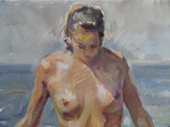 Estate - Pittura a olio nuda Colori Blu Bianco Grigio Verde Marrone Pallido Giallo