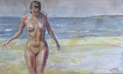 Summer - Nude Oil Painting Colors Blue White Grey Green Pale Brown Yellow