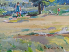 Summer in the Mountains - Oil Painting Colors Blue White Grey Green Pale Brown