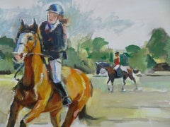 Sens de l'été - Peinture à l'huile Paysage Couleurs Bleu Vert Blanc Gris Brun Rouge