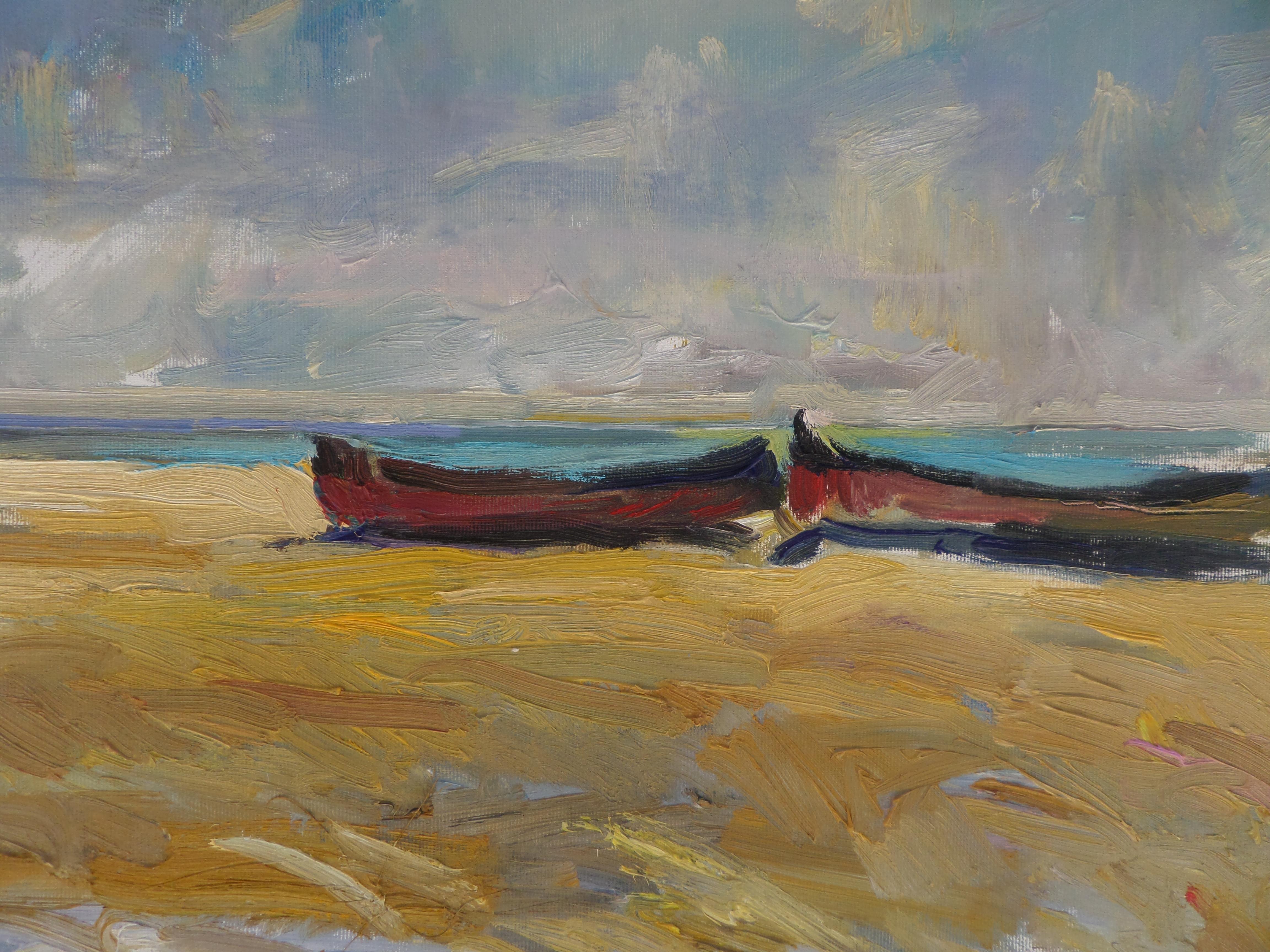 Three Boats - Painting by Ivan Roussev