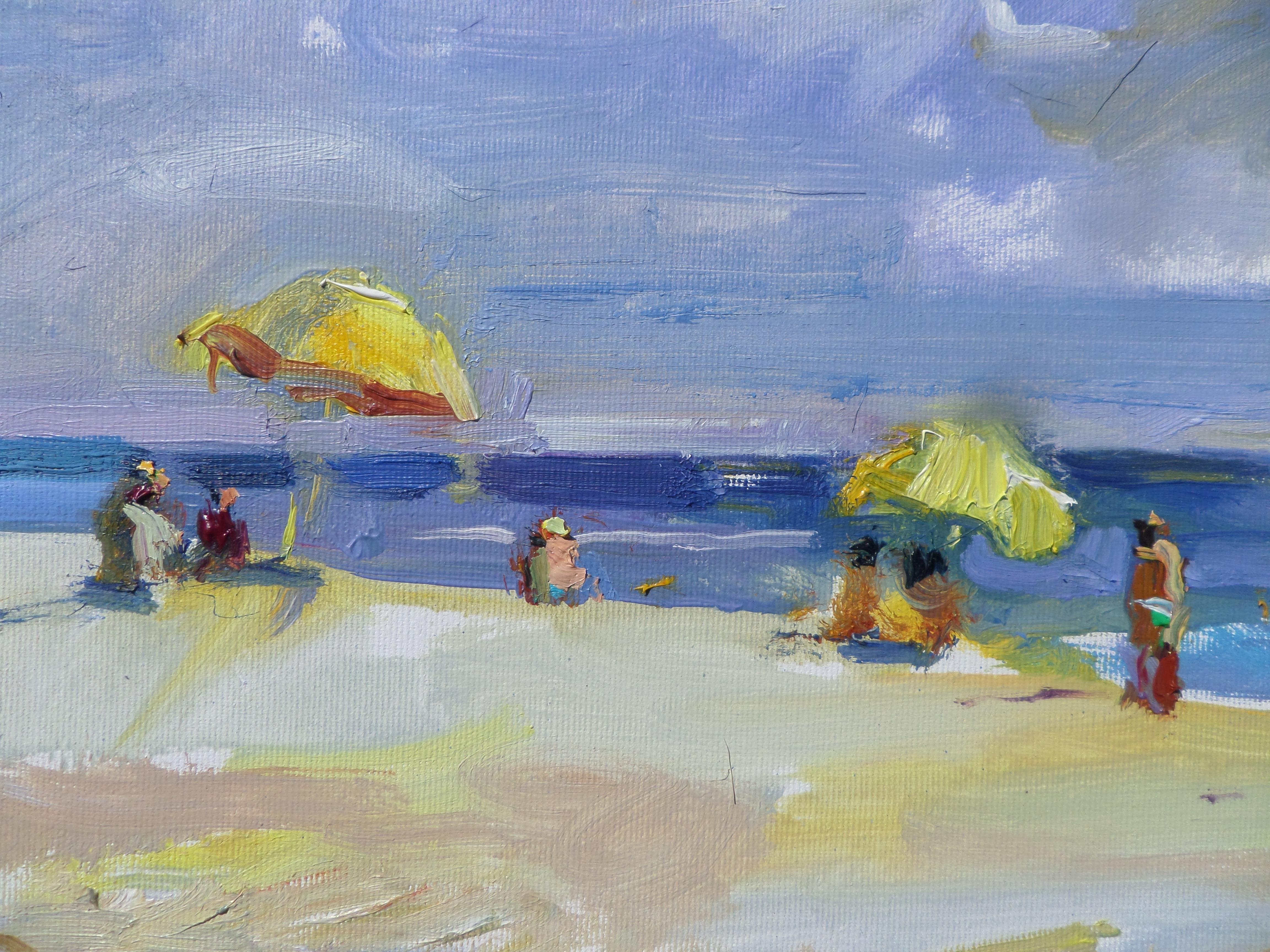Yellow Umbrellas  - Impressionist Painting by Ivan Roussev