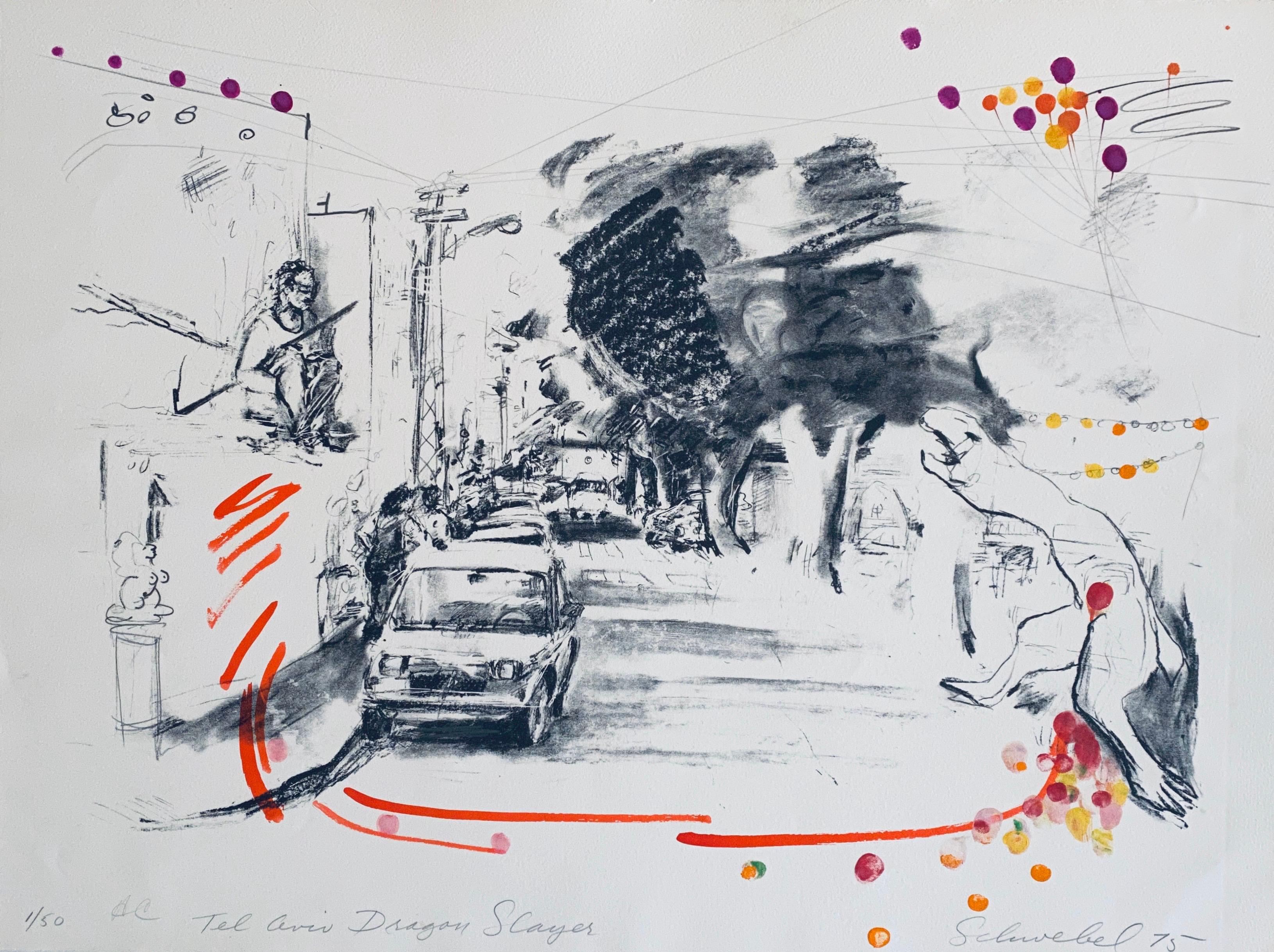 Artista: Ivan Schwebel, Ivan (Israele 1932 - 2011) 
Titolo: Uccisore di draghi di Tel Aviv 
Dimensioni: 22,5 x 30 pollici
Firma: firmata e datata Schwebel 75 in basso a destra. 




Ivan Schwebel, Pittore. È nato nel 1932 negli Stati Uniti ed è