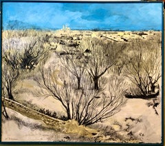 Modernistische Jerusalemer Landschaft, Ölgemälde des israelischen Bezalel-Künstlers, Judaica-Kunst