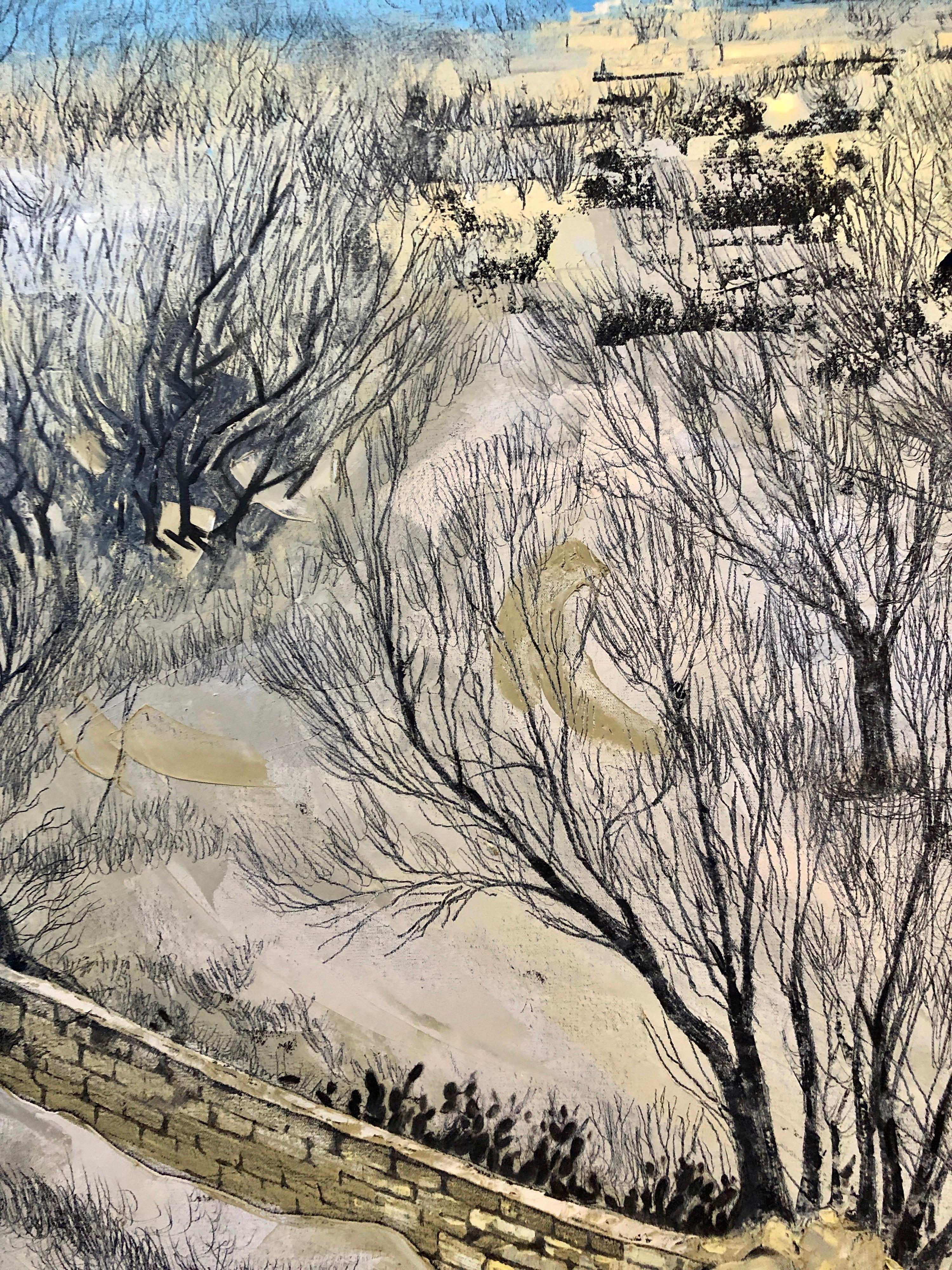 Ivan Schwebel, Américain d'origine israélienne (1932-2011) Huile sur toile.
Peinture d'un paysage d'hiver. Signé Schwebel,  1985. Vue- L-27
