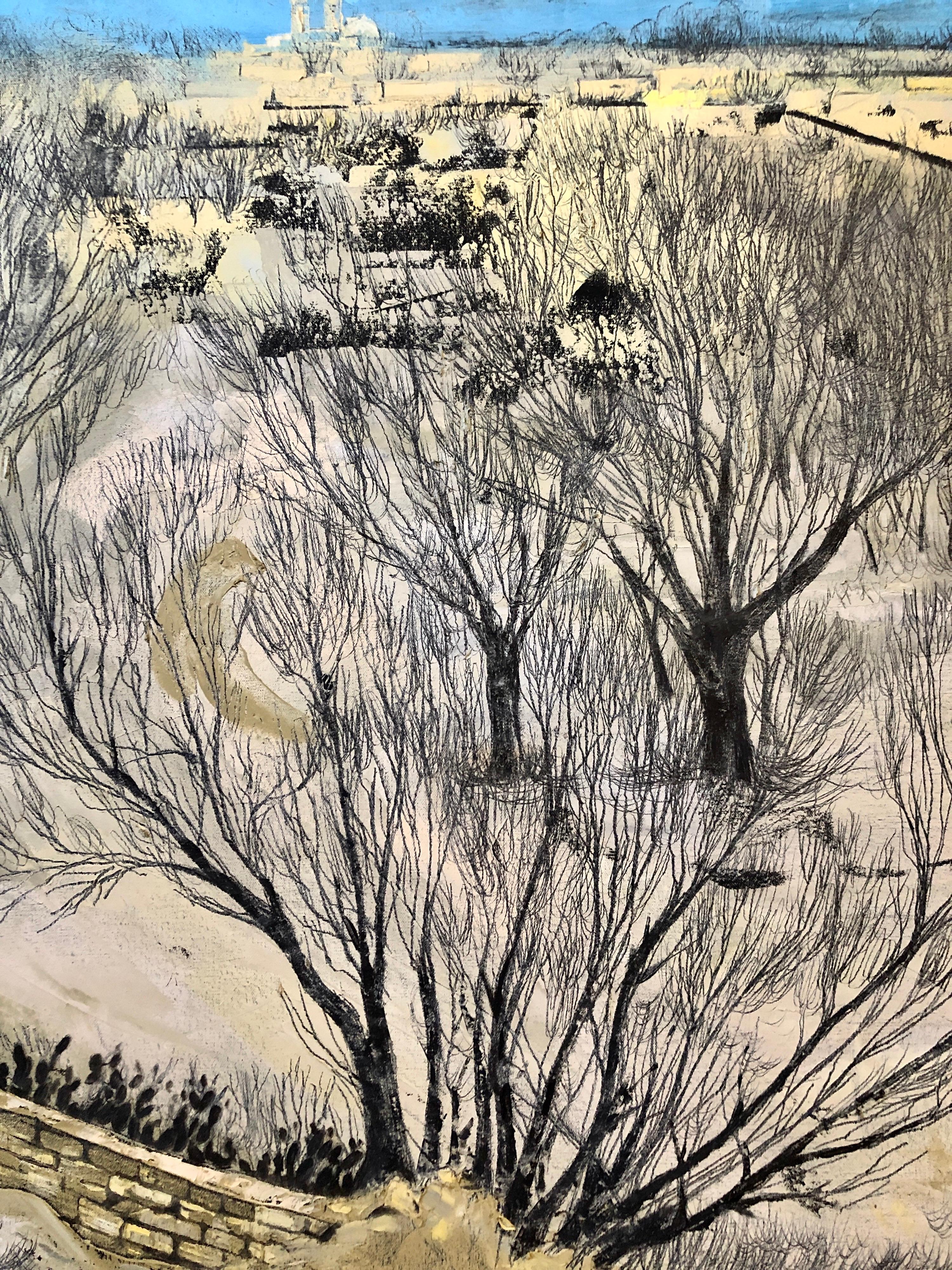 Peinture à l'huile moderniste de Bezalel, artiste israélien, art judaïque de Jérusalem en vente 1