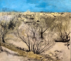 Jerusalem Modernist Landscape Oil Painting Israeli Bezalel Artist, Judaica Art