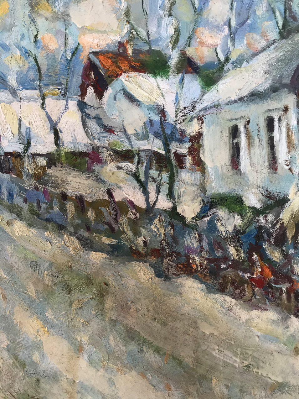 A snowy day, Landscape, Original oil Painting, Handmade, Ready to Hang For Sale 1