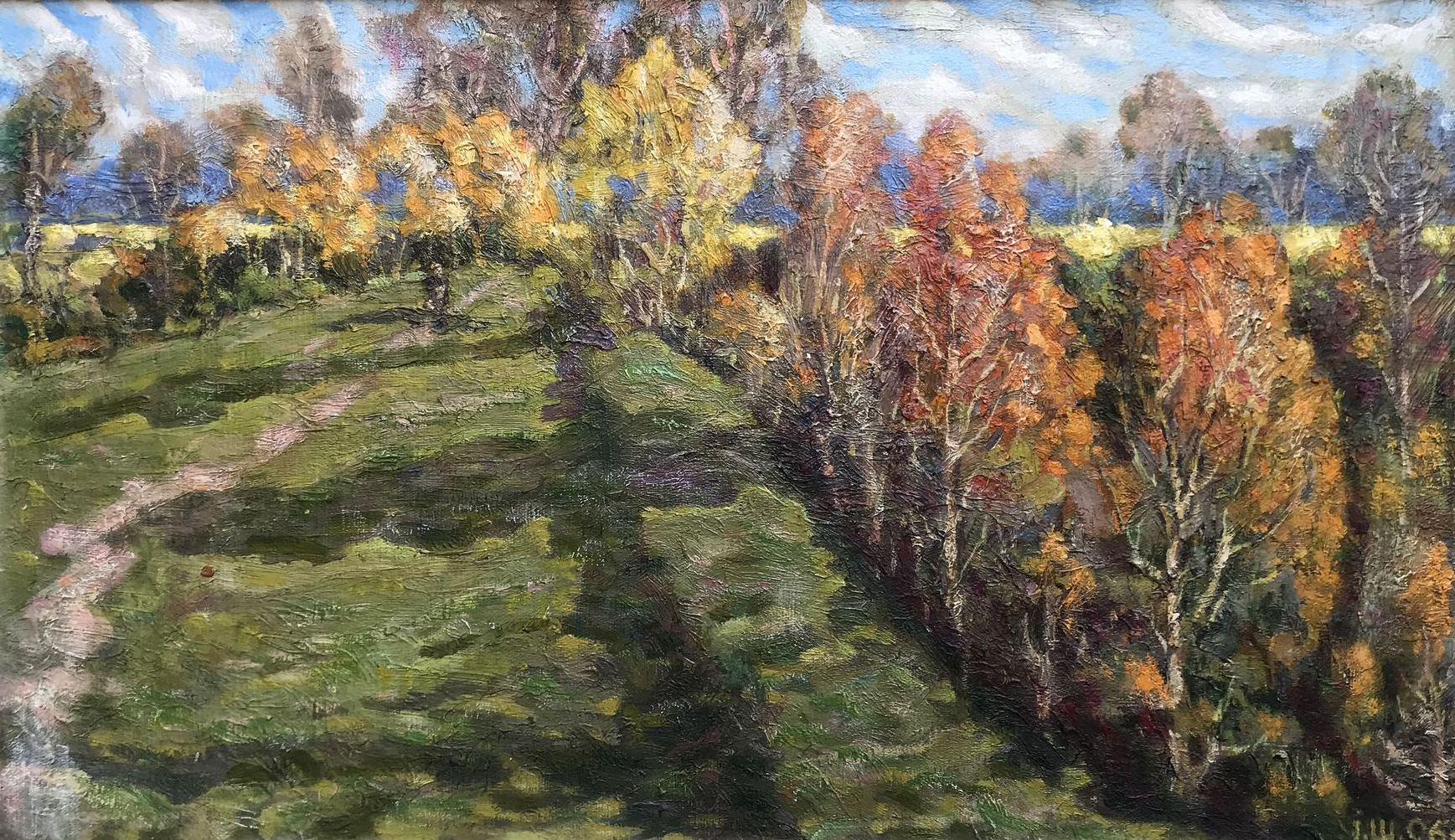 Autumn in Sednev, peinture à l'huile originale, prête à être accrochée