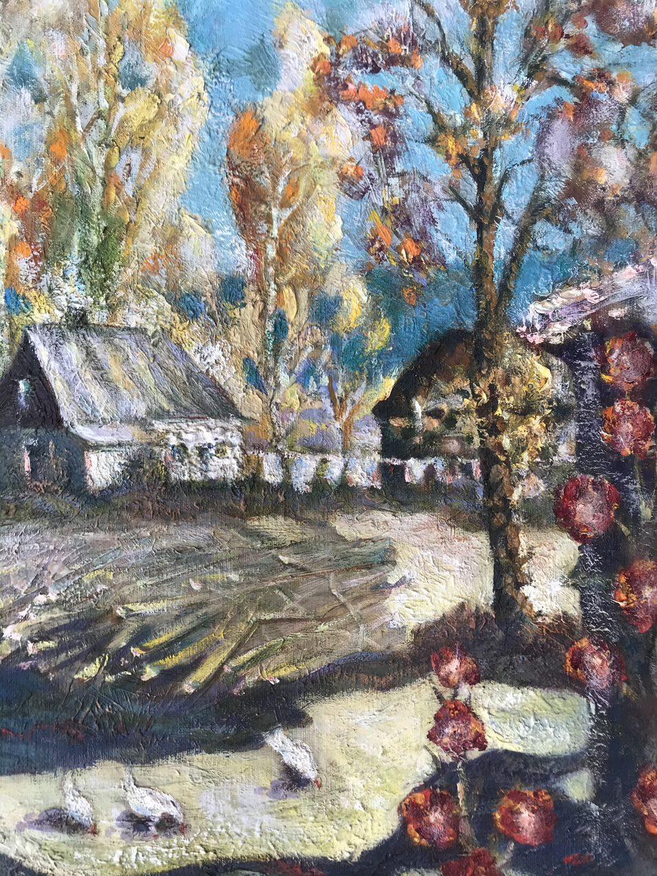 Autumn in Sednjev, Original oil Painting, Handmade, Ready to Hang For Sale 1