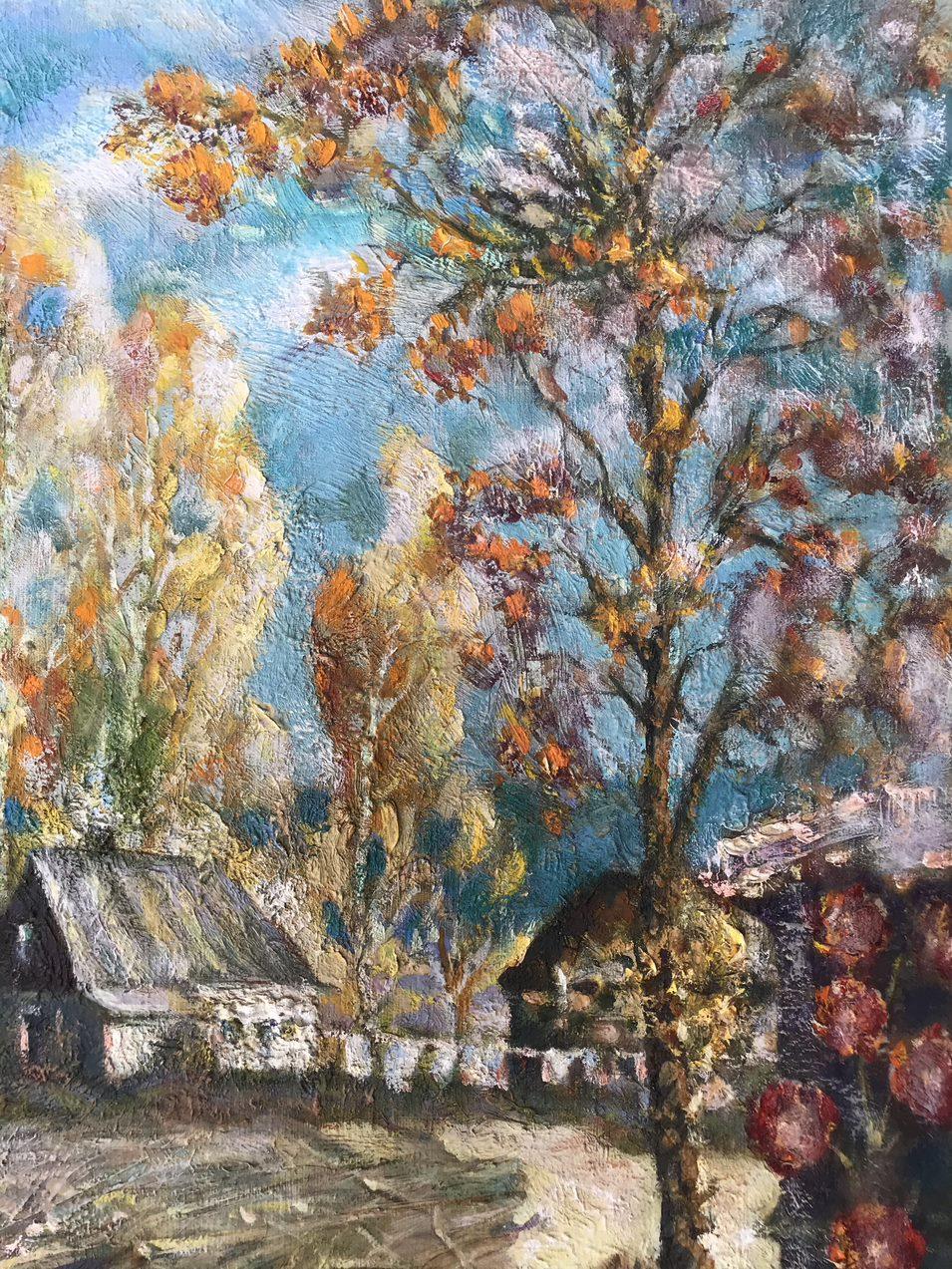 Autumn in Sednjev, Original oil Painting, Handmade, Ready to Hang For Sale 2
