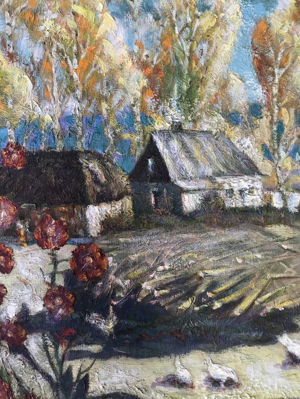 Autumn in Sednjev, Original oil Painting, Handmade, Ready to Hang For Sale 3